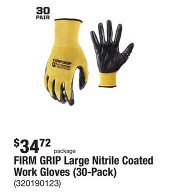 The Home Depot Firm grip large nitrile coated work gloves (30-pack) offer