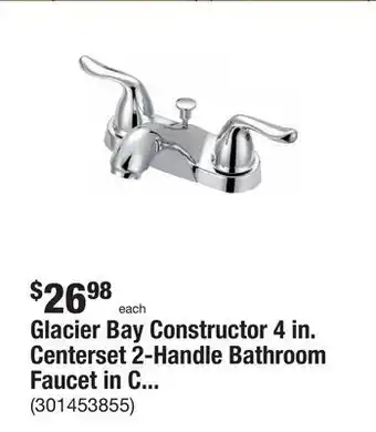 The Home Depot Glacier bay constructor 4 in. centerset 2-handle bathroom faucet in chrome offer