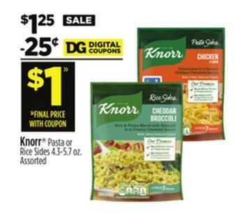 Dollar General Knorr® pasta or rice sides offer