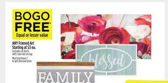Dollar General Any framed art offer