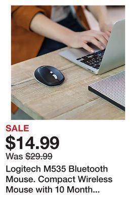Office Depot Logitech m535 bluetooth mouse. compact wireless mouse with 10 month battery life, black offer