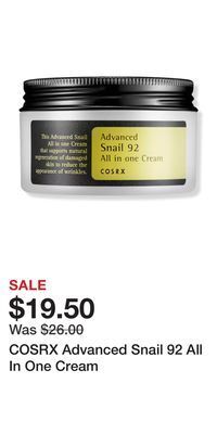 Ulta Beauty Cosrx advanced snail 92 all in one cream offer