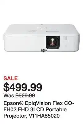 Office Depot Epson® epiqvision flex co-fh02 fhd 3lcd portable projector, v11ha85020 offer
