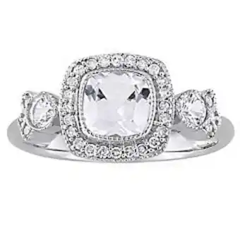 Kohl's Stella grace 10k white gold lab-created white sapphire & 1/6 carat t.w. diamond halo 3-stone ring offer