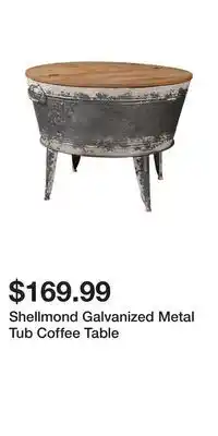 Shellmond galvanized metal tub coffee table