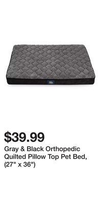 Big Lots Gray & black orthopedic quilted pillow top pet bed, (27 x 36) offer