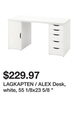 Ikea Lagkapten / alex desk, white, 55 1/8x23 5/8 offer