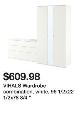 Ikea Vihals wardrobe combination, white, 96 1/2x22 1/2x78 3/4 offer