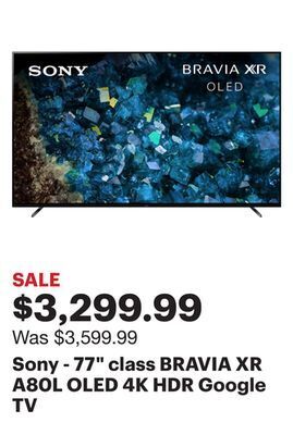 Best Buy Sony - 77 class bravia xr a80l oled 4k hdr google tv offer