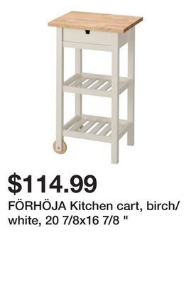 Ikea Förhöja kitchen cart, birch/white, 20 7/8x16 7/8 offer