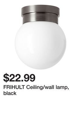 Ikea Frihult ceiling/wall lamp, black offer