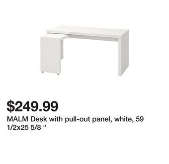 Ikea Malm desk with pull-out panel, white, 59 1/2x25 5/8 offer