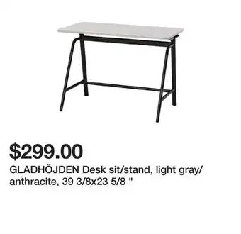 Ikea Gladhöjden desk sit/stand, light gray/anthracite, 39 3/8x23 5/8 offer