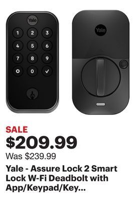 Best Buy Yale - assure lock 2 smart lock w-fi deadbolt with app/keypad/key access - black suede offer