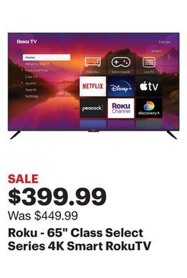Best Buy Roku - 65 class select series 4k smart rokutv offer