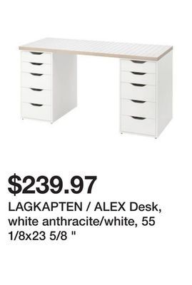 Ikea Lagkapten / alex desk, white anthracite/white, 55 1/8x23 5/8 offer
