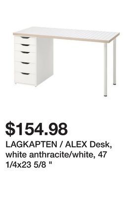 Ikea Lagkapten / alex desk, white anthracite/white, 47 1/4x23 5/8 offer