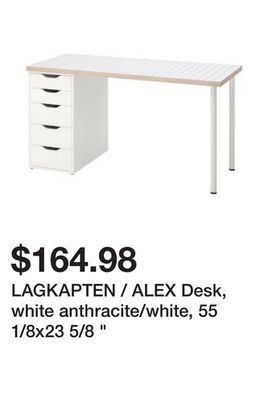 Ikea Lagkapten / alex desk, white anthracite/white, 55 1/8x23 5/8 offer