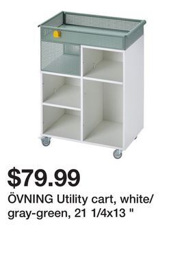 Ikea Övning utility cart, white/gray-green, 21 1/4x13 offer