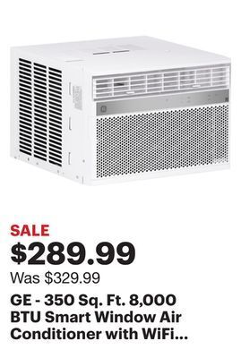 Best Buy Ge - 350 sq. ft. 8,000 btu smart window air conditioner with wifi and remote - white offer