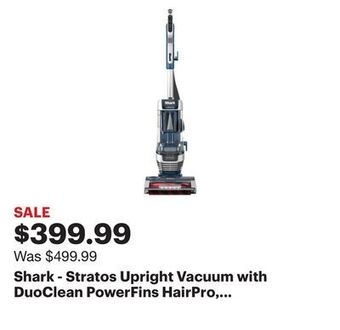 Best Buy Shark - stratos upright vacuum with duoclean powerfins hairpro, self-cleaning brushroll, odor neutralizer technology - navy offer