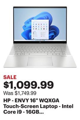 Best Buy Hp - envy 16 wqxga touch-screen laptop - intel core i9 - 16gb memory - nvidia geforce rtx 4060 - 1tb ssd - natural silver offer