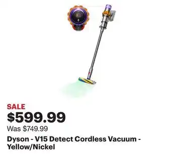 Best Buy Dyson - v15 detect cordless vacuum - yellow/nickel offer