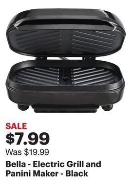 Best Buy Bella - electric grill and panini maker - black offer