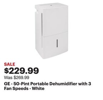 Best Buy Ge - 50-pint portable dehumidifier with 3 fan speeds - white offer
