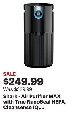 Best Buy Shark - air purifier max with true nanoseal hepa, cleansense iq, odor lock, cleans up to 1200 sq. ft - charcoal grey offer