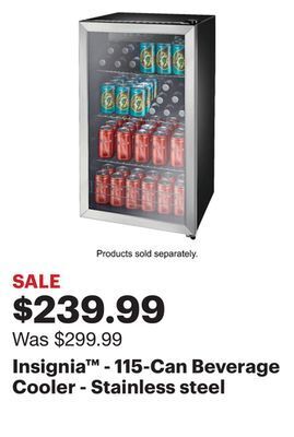 Best Buy Insignia™ - 115-can beverage cooler - stainless steel offer