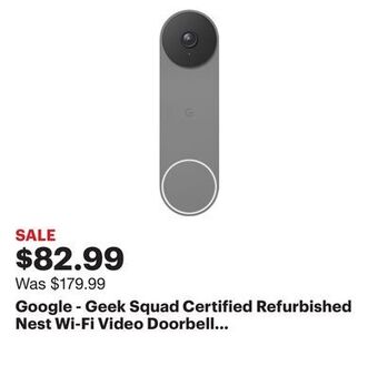Best Buy Google - geek squad certified refurbished nest wi-fi video doorbell - battery operated - ash offer