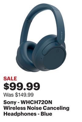 Best Buy Sony - whch720n wireless noise canceling headphones - blue offer
