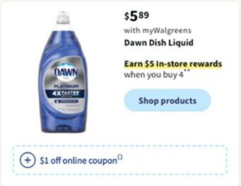 Walgreens Dawn dish liquid offer