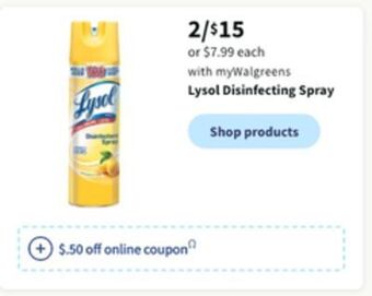 Walgreens Lysol disinfecting spray offer