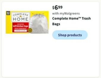 Walgreens Complete home trash bags offer