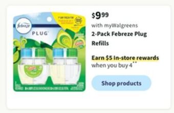 Walgreens 2-pack febreze plug refills offer
