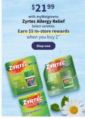 Walgreens Zyrtec allergy relief offer