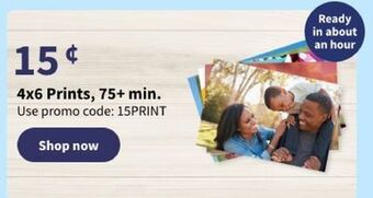 Walgreens 4x6 prints, 75+min. offer