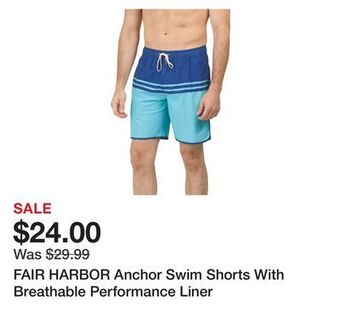 Marshalls Fair harbor anchor swim shorts with breathable performance liner offer