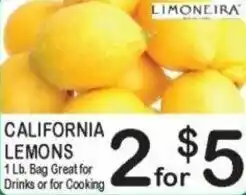 Foodland CALIFORNIA LEMONS 1 Lb. Bag Great for Drinks or for Cooking offer