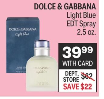 CVS Dolce & gabbana light blue edt spray 2.5 oz. offer
