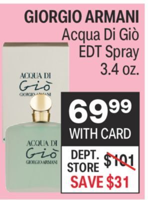 CVS Giorgio armani acqua di giò edt spray 3.4 oz. offer