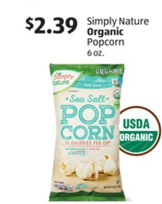 Aldi Simply nature organic popcorn offer