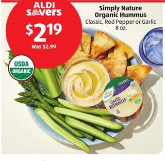 Aldi Simply nature organic hummus offer