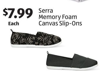 Aldi Serra memory foam canvas slip-ons offer