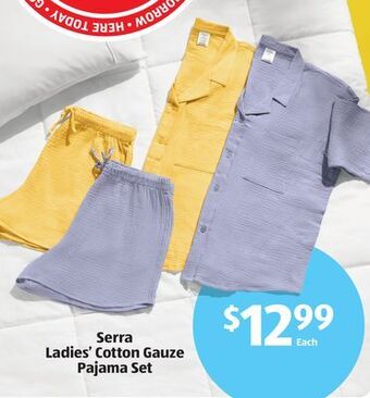 Aldi Serra ladies' cotton gauze pajama set offer
