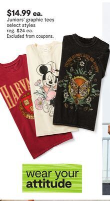 JC Penney Juniors' graphic tees offer