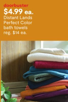 JC Penney Distant lands perfect color bath towels offer