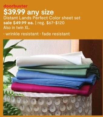 JC Penney Distant lands perfect color sheet set offer